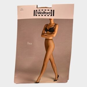 NEW WOLFORD Ina Fishnet Honey Tights Size Large